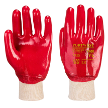 Red PVC Knit Wrist Glove Sz 9